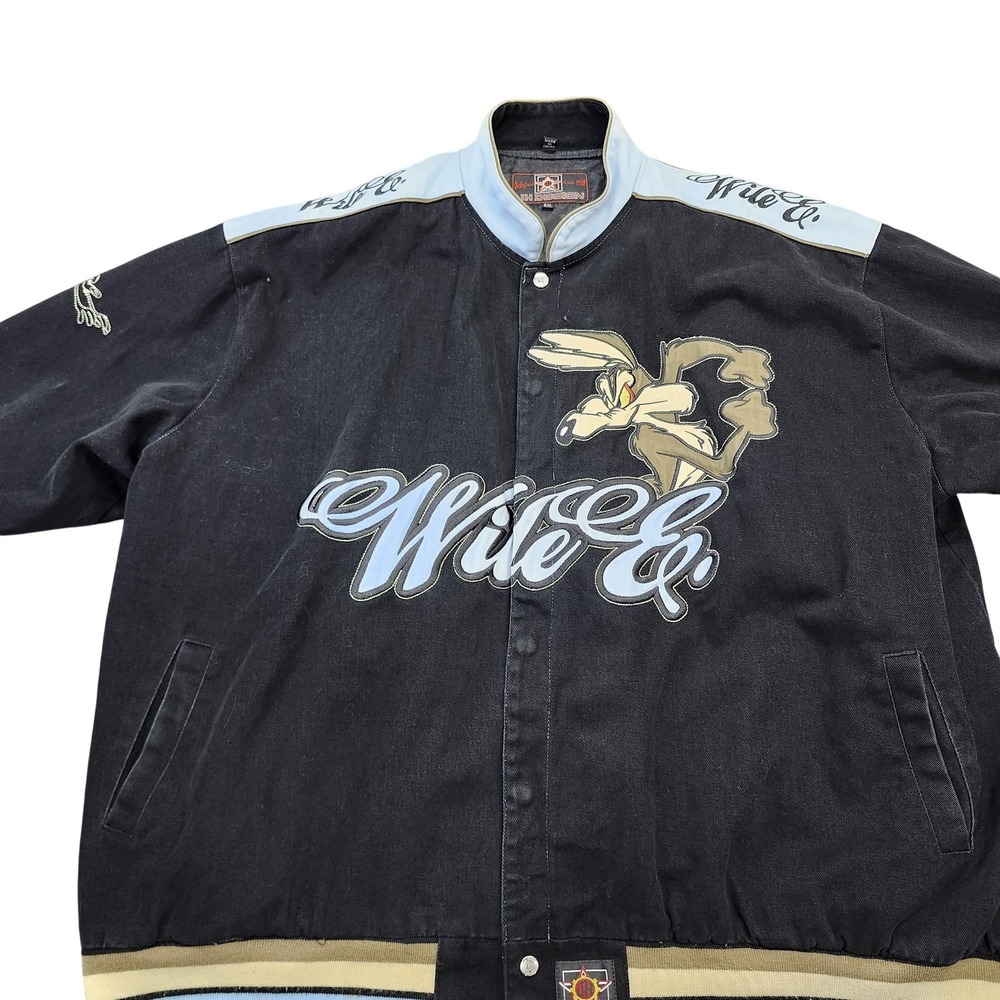JH Design Looney Tunes Wile E Coyote Varsity Jacket Black Blue 2006 Mens 6XL